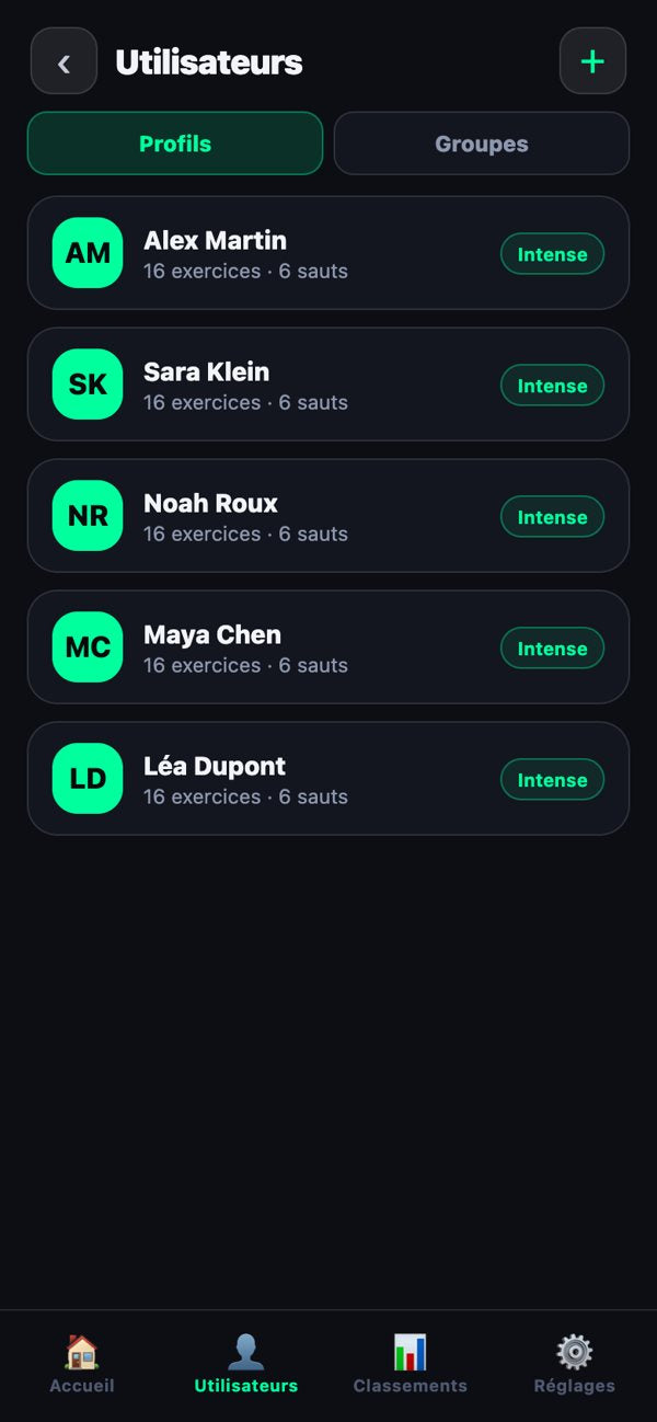 Profils athlètes — application Powereact